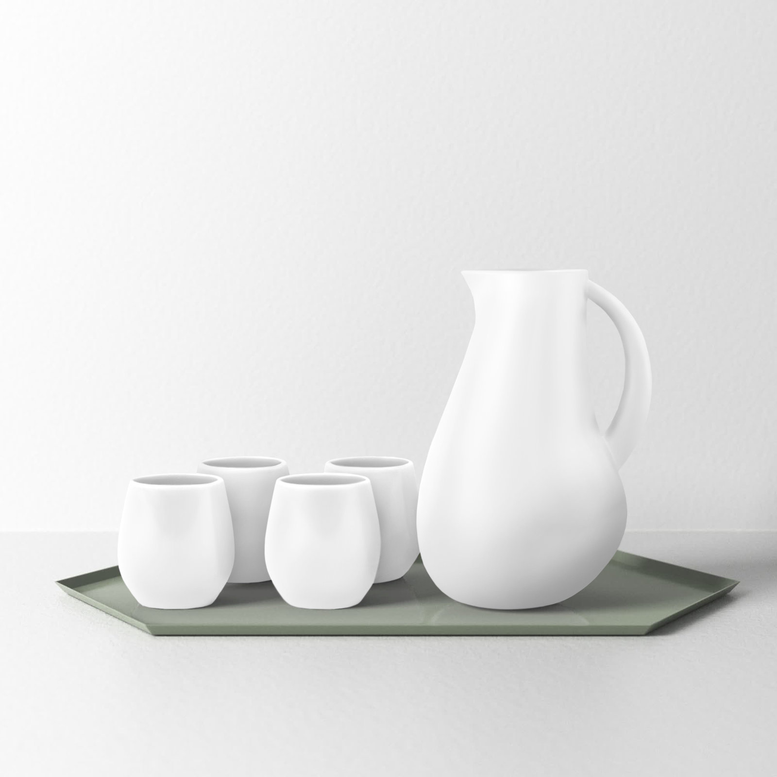 Borgen 5-Piece Goblet and Pitcher Set, Chalk