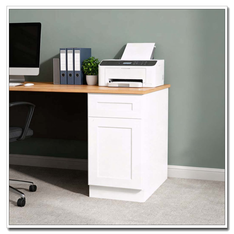 Armoire de base 12 po Shaker avec porte à fermeture en douceur, tiroir et tablette réglable, Blanc