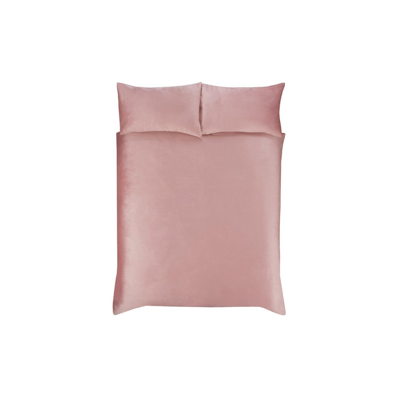 Nyle Polyester Solid Colour Duvet Cover Set with Pillowcases, Pink, Super King Duvet Cover + 2 Standard Pillowcases