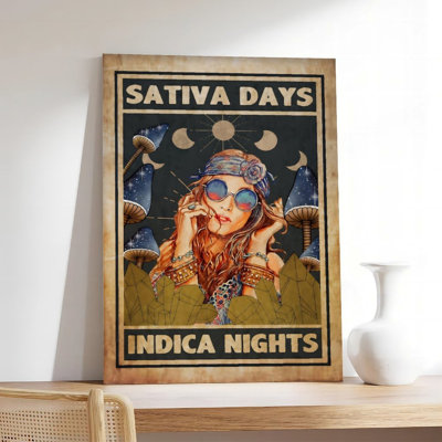 Canvas Wall Art Sativa Days Indica Nights Poster Poster Vintage Poster Print Home Decor