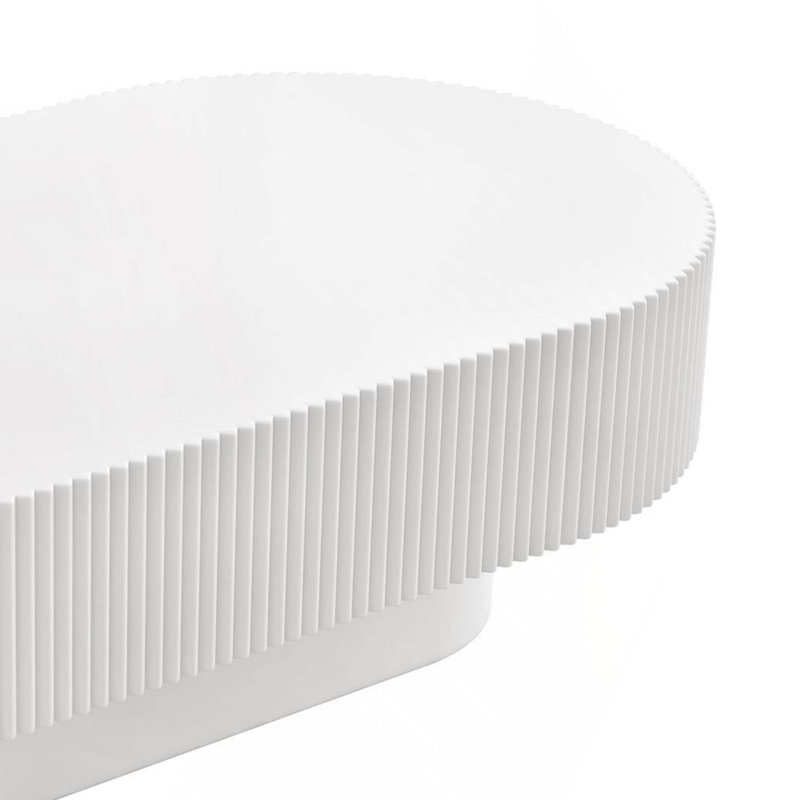 Table basse ovale moderne et cannelée 43,3 pouces Modern, Blanc