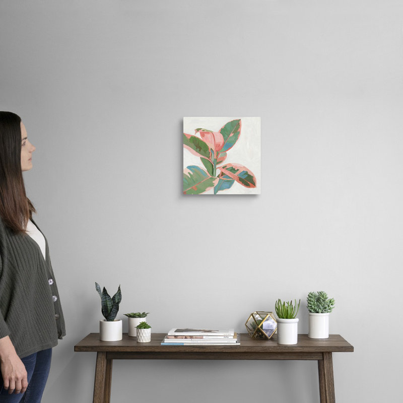 «Pink Ficus I», art mural sur toile, Toile tendue, H 12 po x l 12 po