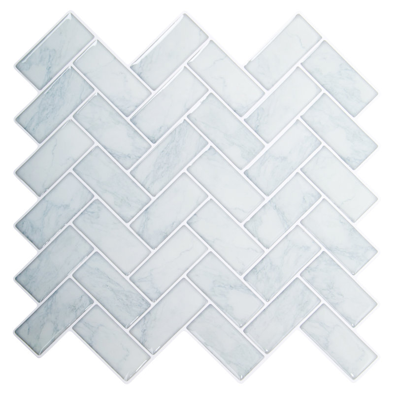 10'' W x 10'' L PVC Peel and Stick Mosaic Tile, Marble
