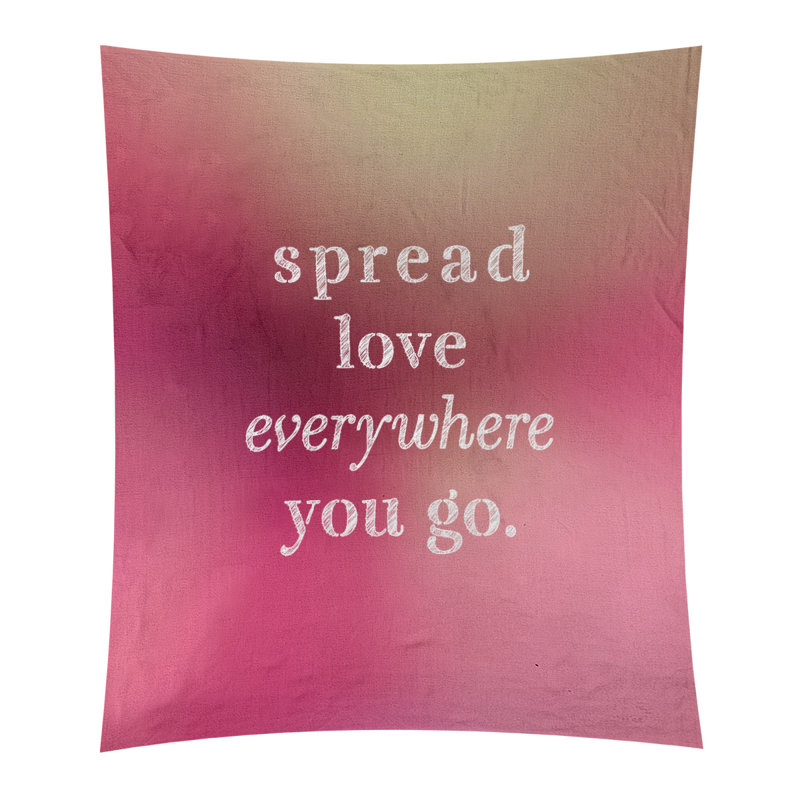 Tapisserie de polyester à l’quoted love quot, H 60 po x l 51 po, Lueur rose