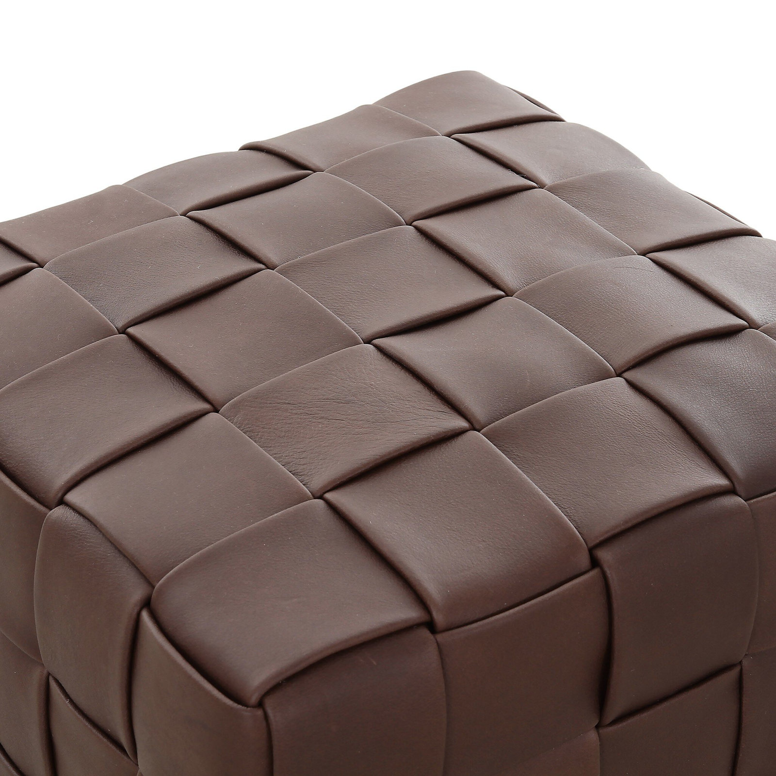 Riesner Genuine Leather Ottoman, Dark Brown