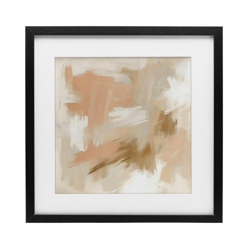 Reproduction encadrée sous verre Beige Strokes, conception par Creative Studio, H 13 po x l 13 po, Cadre noir minuit