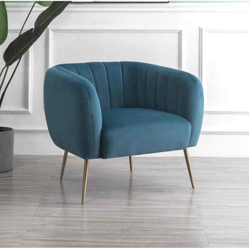 Aylin Velvet Barrel Chair, Teal