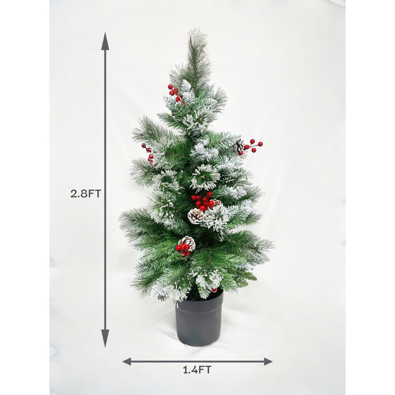 Arbre de Noël artificiel 2,8 pi avec baies et pommes de pin