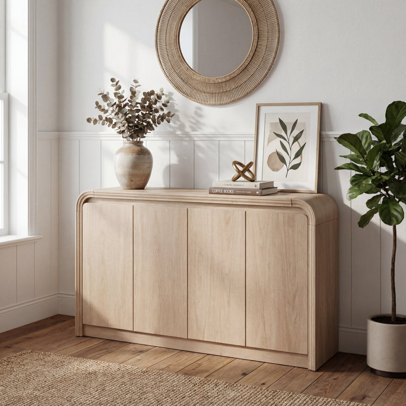 Armoire de rangement en MDF à 4 portes Curved Edge, Orange