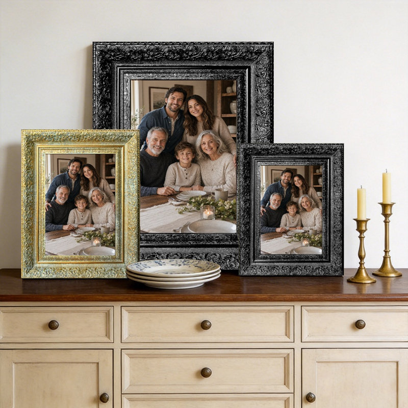 Cadre de table noir 3 pièces 5 po x 7 po avec support de table et crochets muraux