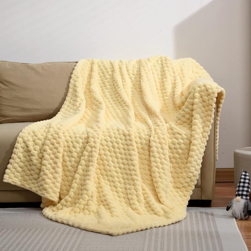 Knitted Throw Blanket, Yellow