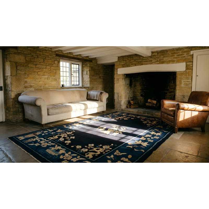 Antique Peking Small Scatter Size Wool Blue Navy Rug