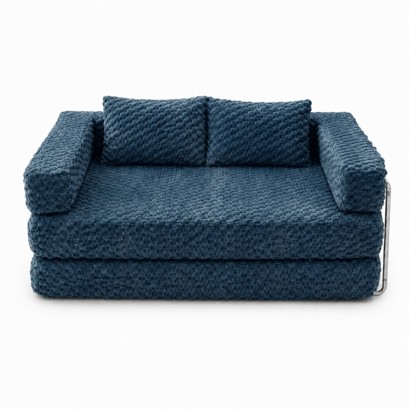 Canapé modulaire 75,2 po, siège convertible à siège profond avec revêtement texturé bleu marine, canapé moderne pour le salon