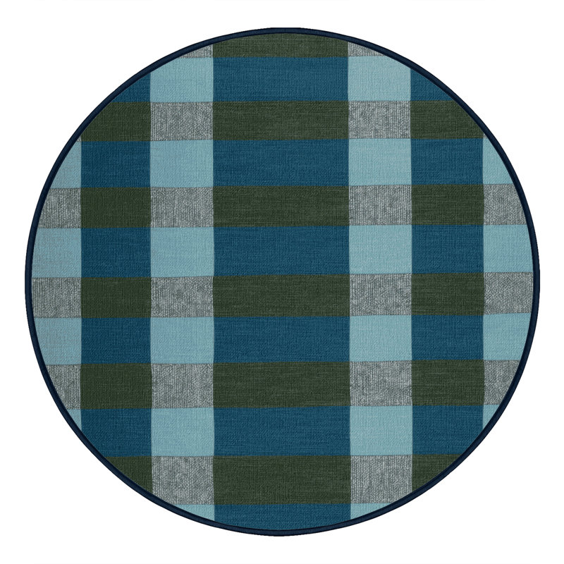 Tapis bleu à carreaux lavable à la machine