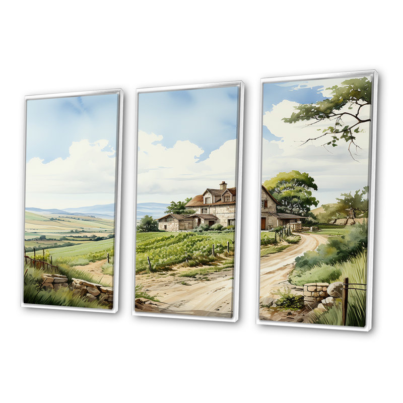 «Vineyard Scenery Landscape Beauty - Vineyard», ensemble de reproduction d'art mural, Cadre flottant blanc