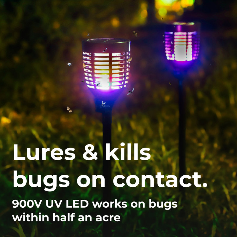 Solar Black Bug Zapper Torch with Easy-Clean Brush