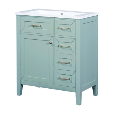 30" Bathroom Vanity With Sink Combo Bathroom Cabinet With Drawers, Solid Frame And MDF Board
