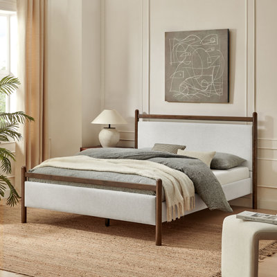 Ginny Queen Size Platform Bed Frame In Wenge Heathered Ivory