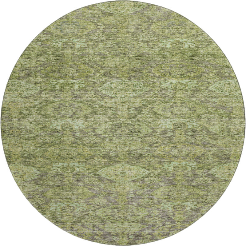 Tapis damassé de qualité supérieure lavable à la machine Dahl AMF1084, Rond 8 pi