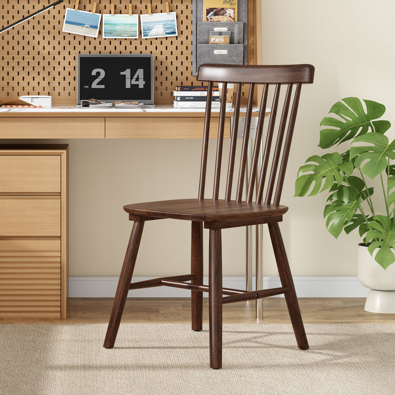 Chesley 18.1" W Modern Solid Wood Dining Chair, Walnut