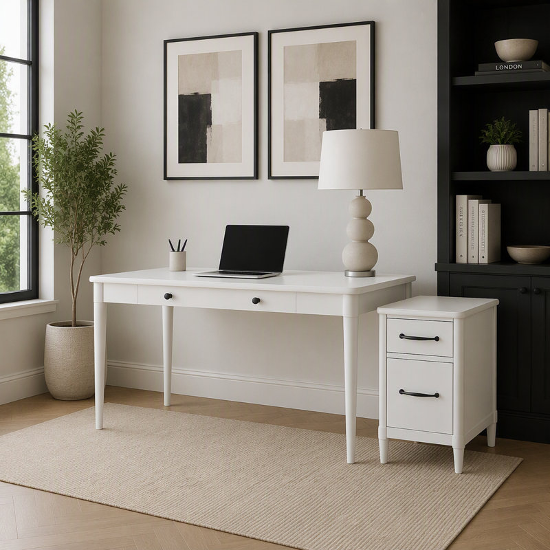 Classeur durable à 2 tiroirs avec glissières lisses et rangement spacieux, parfait pour les espaces de bureau organisés.