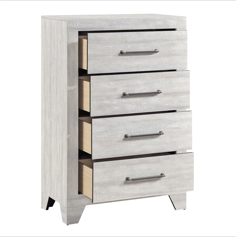 Commode contemporaine en chêne gris avec 4 tiroirs et meubles de chambre à coucher en bois