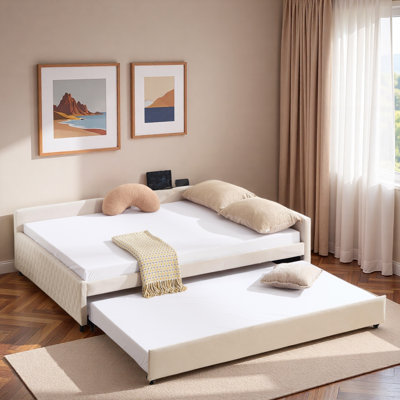Upholstered Daybed With Trundle And Usb