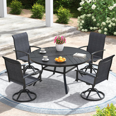 4-Person Patio Swivel Dining Set with 40.6" Round Dining Table and 4 Swivel Dining Chairs