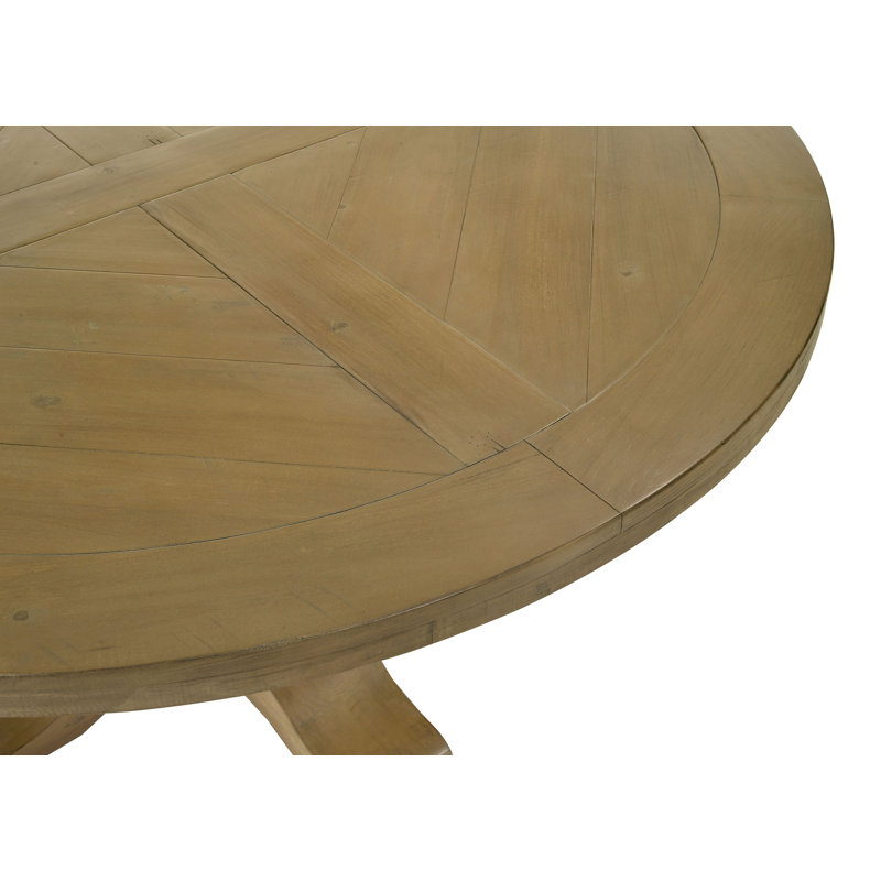 Rustic Smoke Round Reclaimed Wood Dining Table for Six