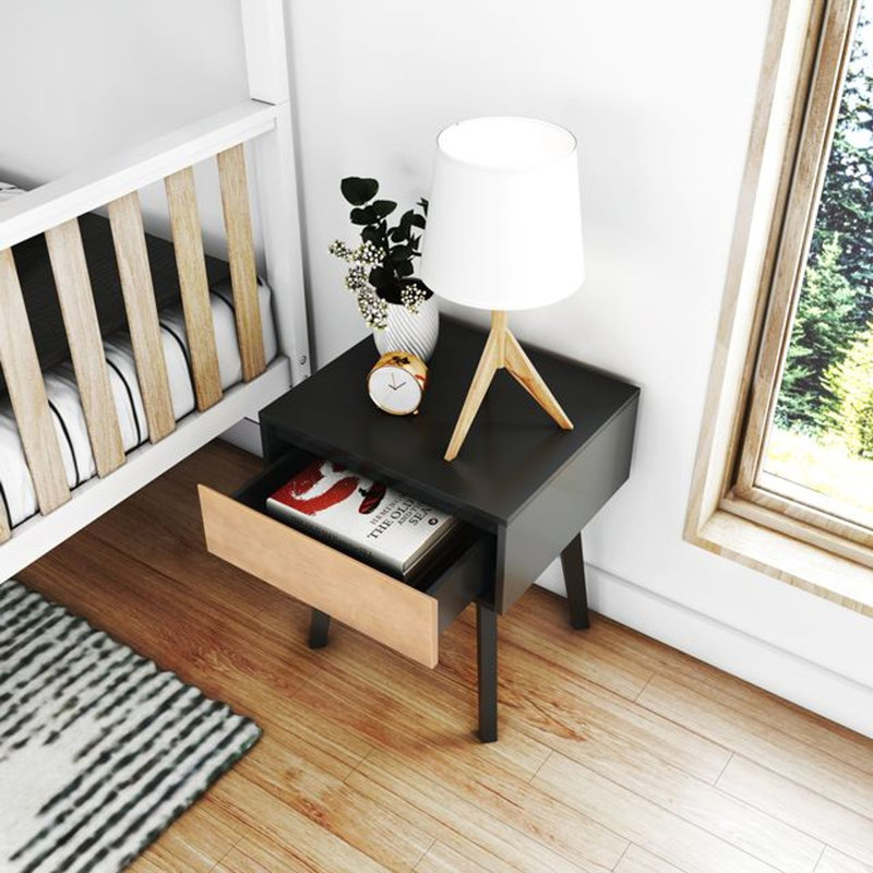  Brubaker Solid Wood Nightstand, Black/Blonde