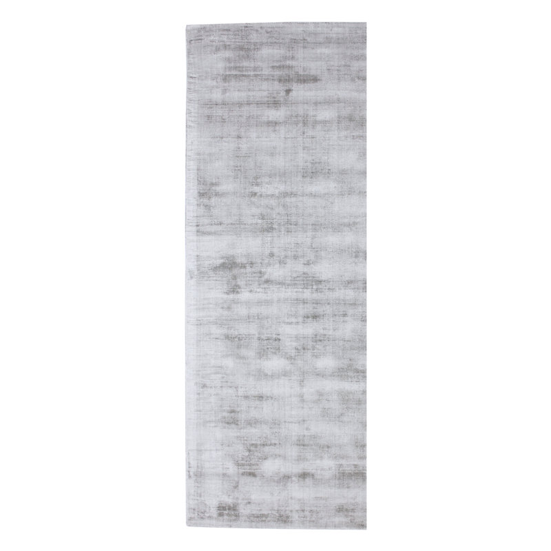 Silk Area Rug in Light Gray, Runner 2'6" x 12'