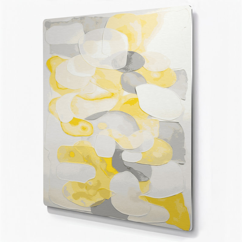 Abstrait aquarelle 34, art mural en métal beige, H 11 po x l 14 po