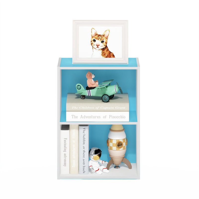 Cannice Bookcase, Light Blue/White, (2 Shelves) 21.2" H x 15.6" W x 9.3" D