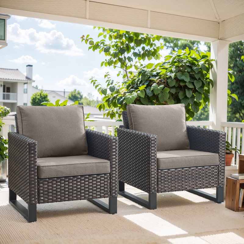 Chaise de patio avec coussins Nazime, Gris, Brun