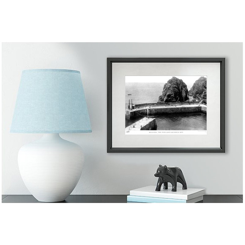 Mullion, The Pier And Ear Rock 1899 - Single Picture Frame Print, 60cm H x 80cm W x 2.3cm D