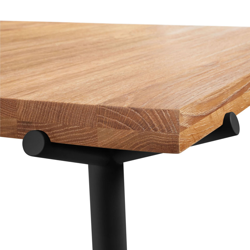 Branch Oak Solid Wood Top Dining Table, 33" W x 76" L, Black, Oak