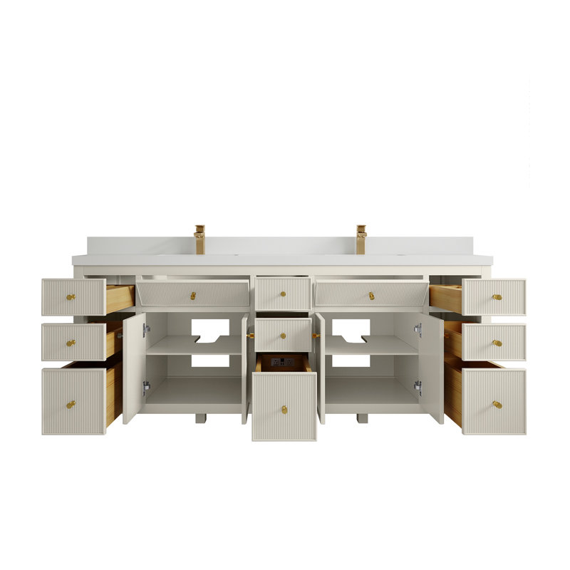 Meuble-lavabo double 84 po avec plateau Sonoma, Blanc