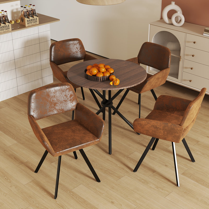 Swivel Armrest Dining Chair (Set Of 2), Brown, 4