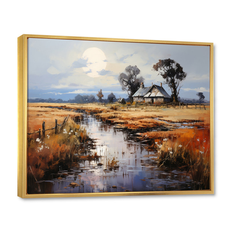 Jimmiah Farmhouse River Reverie I - Imprimé, H 24 po x l 32 po x P 1 po, Cadre flottant doré