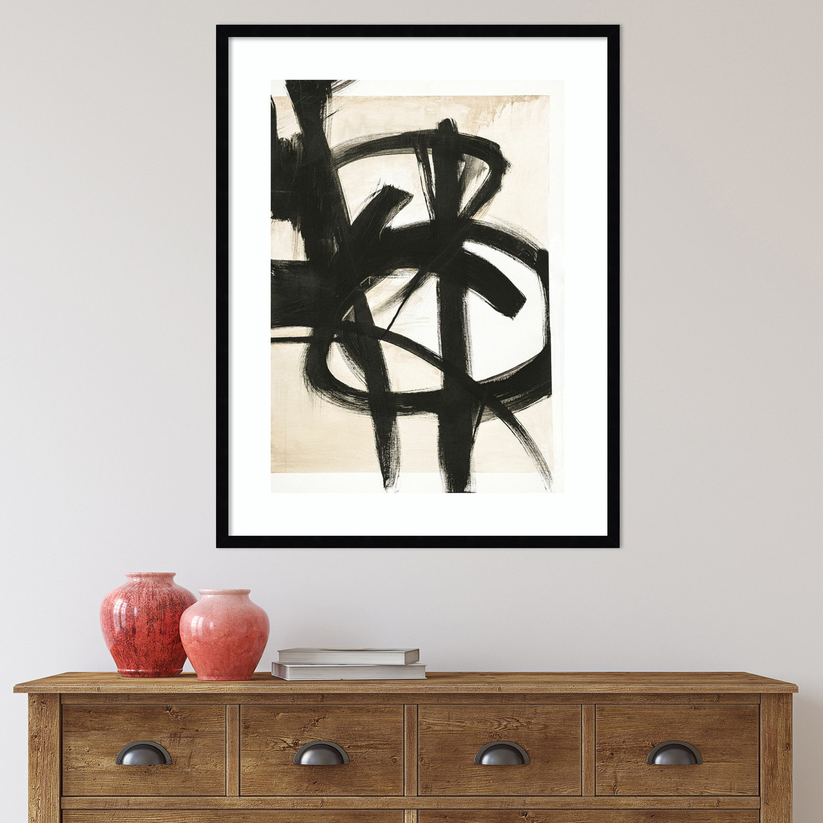 Graphical Shapes 7 Print, Black Framed Paper, 26.12" H x 20.12" W x 0.88" D