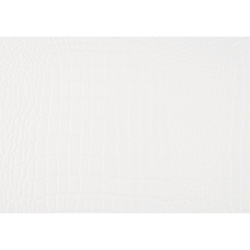Table de chevet traditionnelle avec 3 tiroirs en blanc et décoration en faux alligator