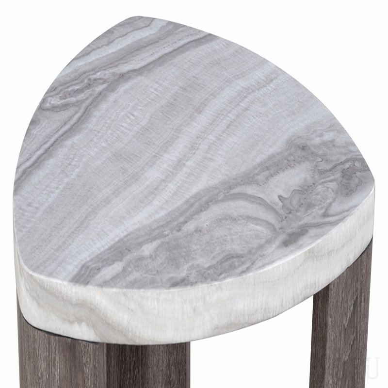 Contemporary Style Triangle 3pc Table Set 1x Nesting Coffee Table 2x End Table Marble Pattern Space Saving Design Primary Living Room
