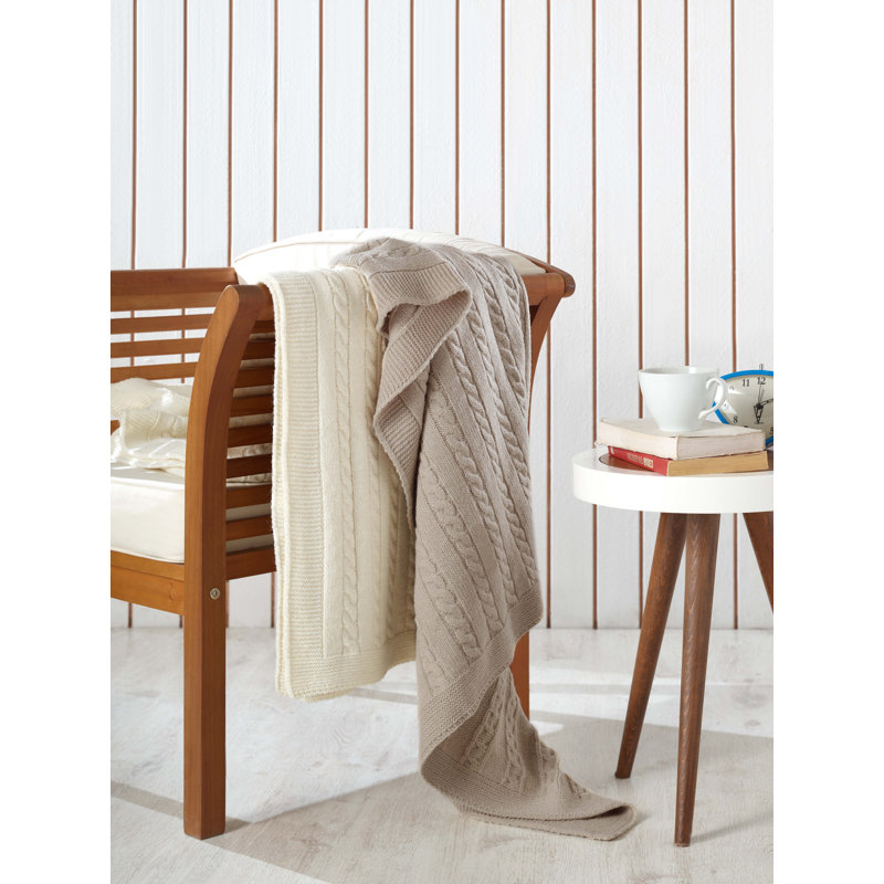 Zainab Knitted Throw Blanket, Beige