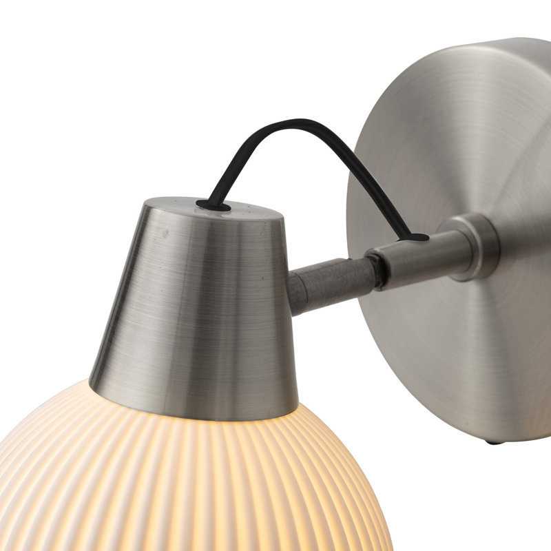 Petaluma Bone Porcelain Wall Sconce - Satin Nickel, Plug-in, Dimmer, Satin Nickel