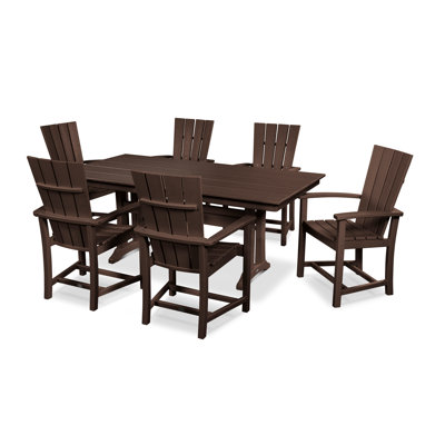 POLYWOOD Quattro 7-Piece Farmhouse Dining Set with Trestle Legs