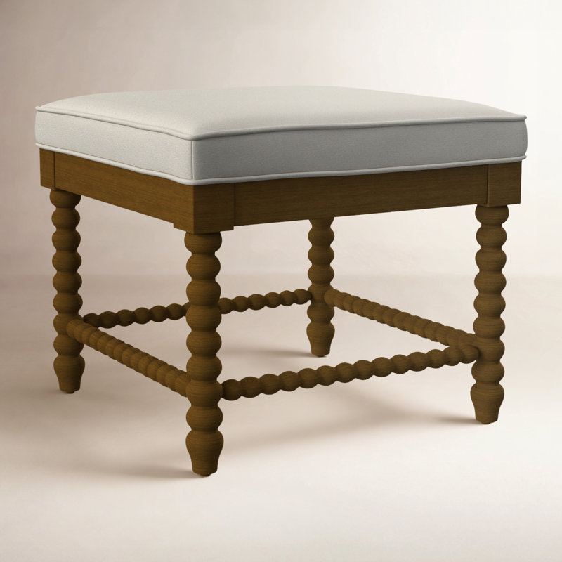 Lind Island Upholstered Bench, Havana Finish, White Sugar Performance