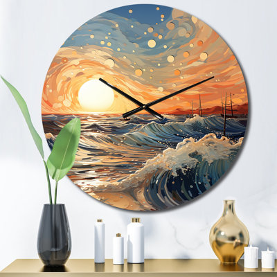 Horloge murale en métal Beach Photo Sunkissed Sands IV