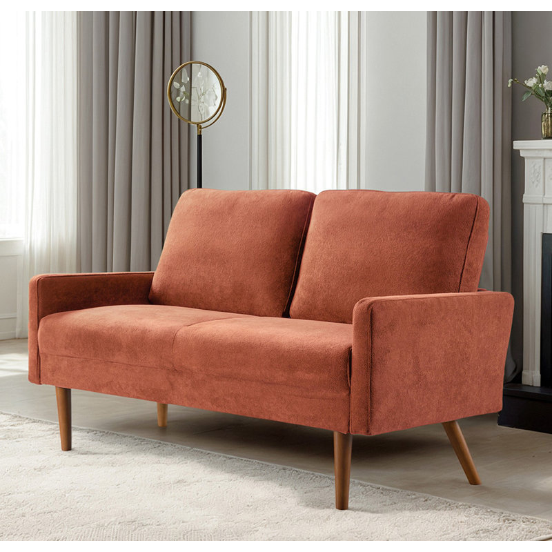 Canapé en velours avec touche moderne et rétro, Citrouille orange