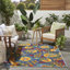 Tapis floral bleu et jaune 4 pi x 6 pi tissé à la machine
