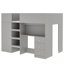 Lit mezzanine double en bois avec bureau et grande armoire de rangement-85383584